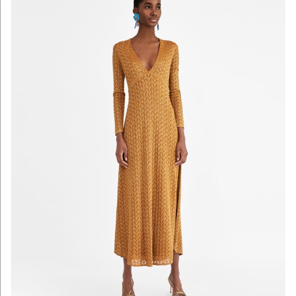 GORGEOUS ZARA NWT Long Metallic Knit Dress - Picture 3 of 8